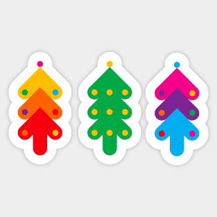 Merry Christmas with colorful Christmas trees, version one Sticker